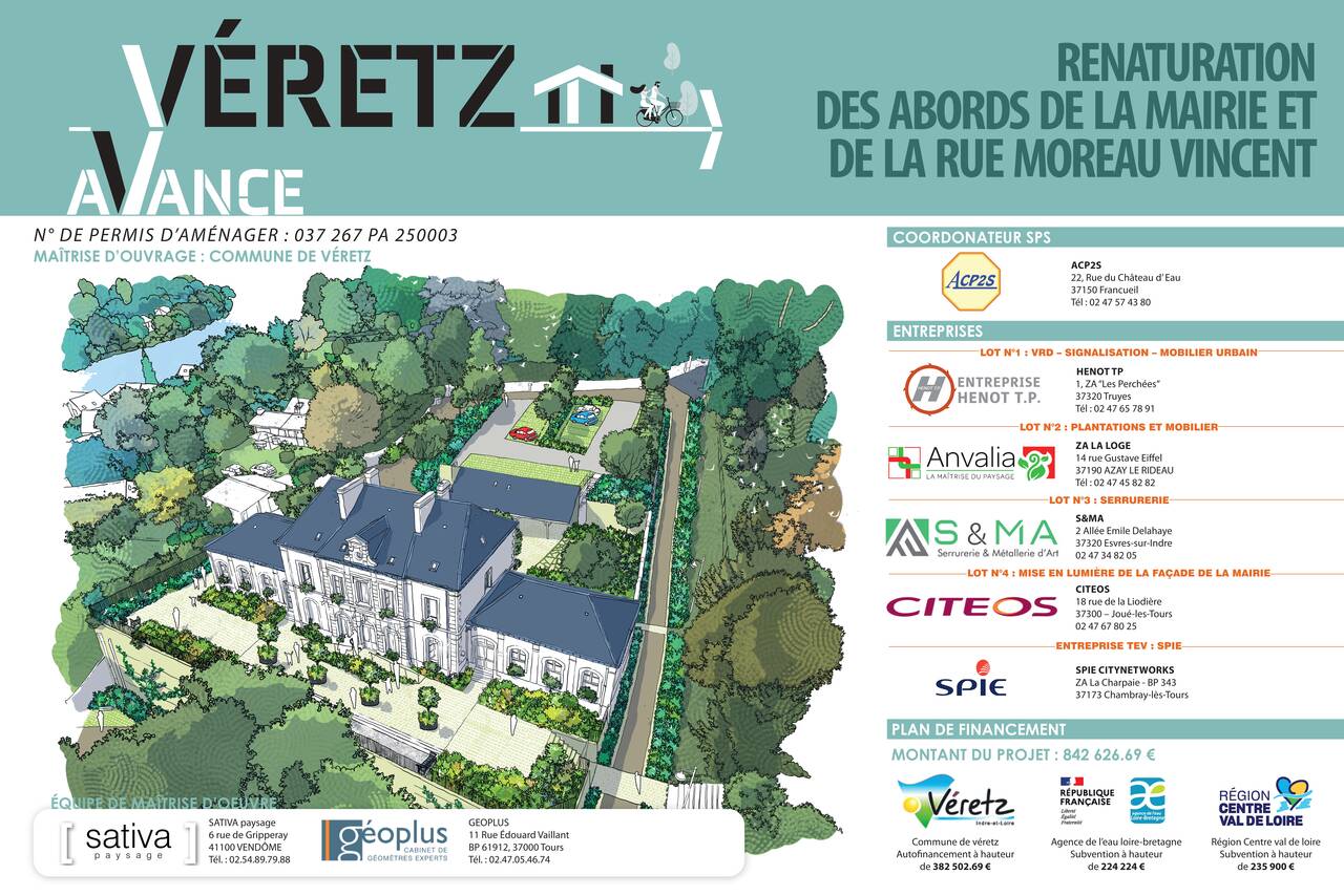 Panneau Sativa_Véretz_renaturation des abords de la mairie et de la rue Moreau Vincent