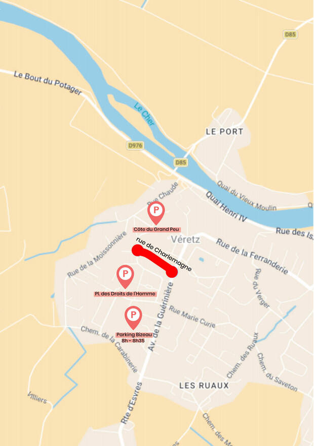 Plan test rue école - rue Charlemagne à Véretz