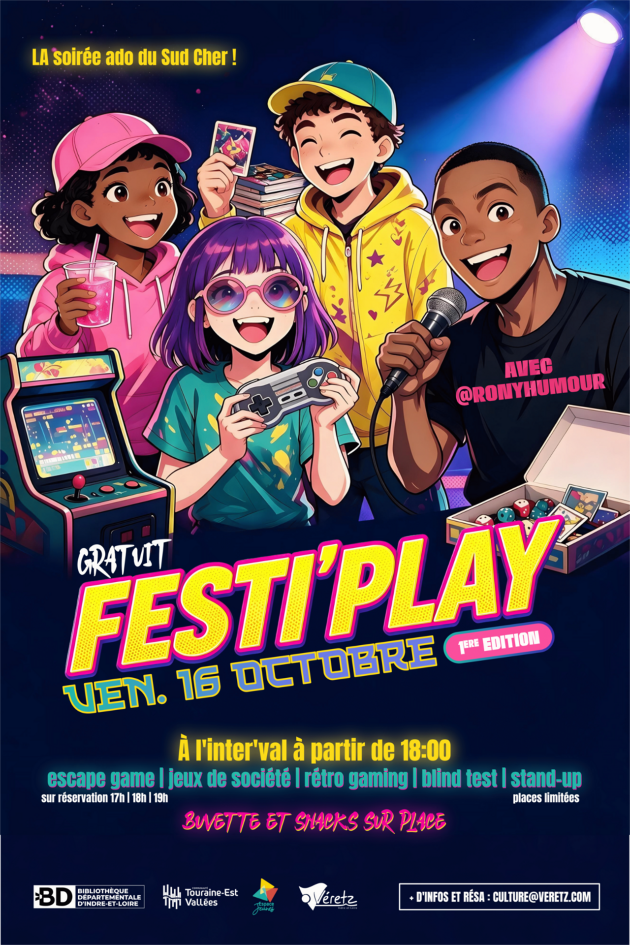 Affiche Festi'Play 2026 à Véretz - la soirée 100% ados